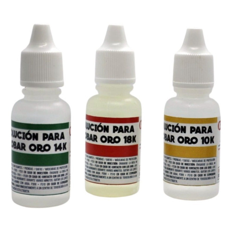 Juego De 3 Ácidos Para Probar, Calar Oro 10k, 14k Y 18 K